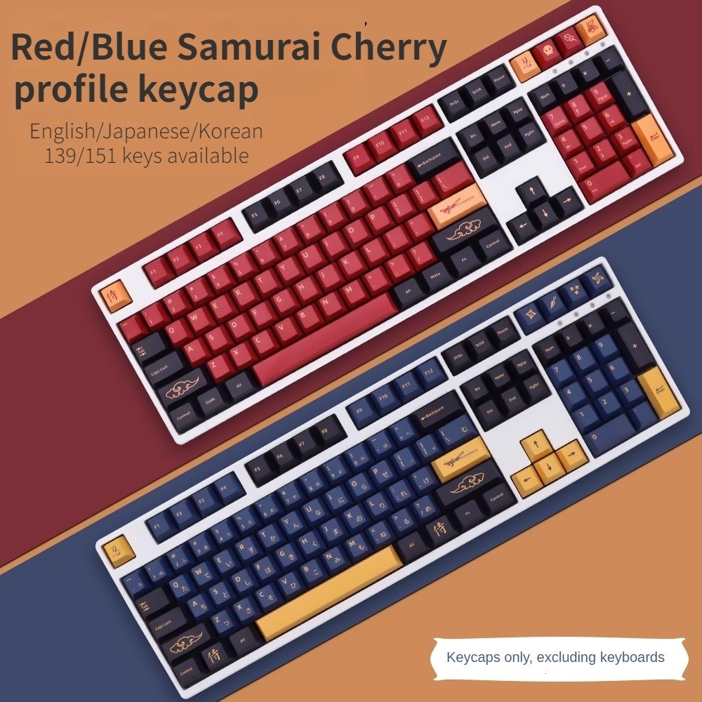 Blue Samurai Red Samurai PBT Keycap โปรไฟล์เชอร์รี่ปรับให้เข้ากับ MX switch GMK Mechanical Keyboard 