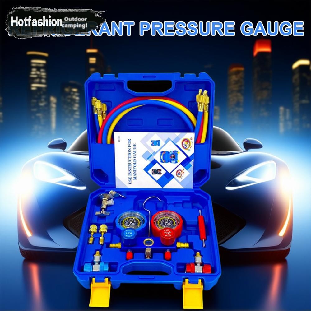 3 ทางเครื่องปรับอากาศ Manifold Gauge ชุดท่อ 1.2 ม. สําหรับ R134A/R22/R410/R404