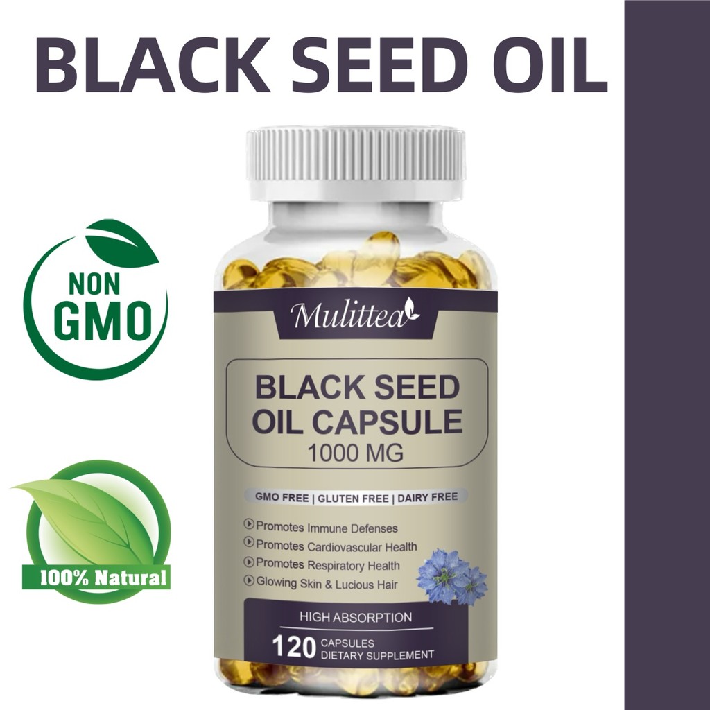 MULITTEA Black Cumin Seed Oil Capsules-ช่วยควบคุมระดับน้ำตาลในเลือดและไขมันในเลือด และปรับปรุงการทำงานของระบบย่อยอาหาร
