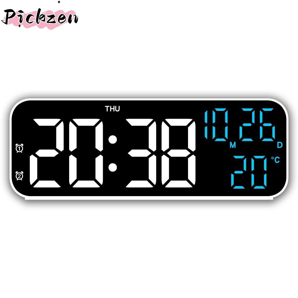 PICKZEN นาฬิกาดิจิตอล LED พร้อมฟังก์ชันแสดงวันที่และอุณหภูมิ สไตล์สำหรับห้องนอน