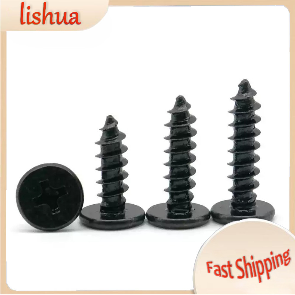 สกรูเกลียวปล่อยหัวแบนไขว้สีดํา M1.2/M1.4/M1.7/M2/M2.3/M2.6/M3/M3.5/M4 * L3-30mm (XD-VN)