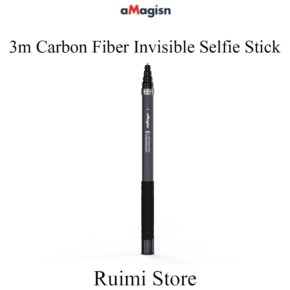 AMagisn 3m คาร์บอนไฟเบอร์ที่มองไม่เห็น Selfie Stick สําหรับ Insta360/DJI/GoPro Extension Rod อุปกรณ์เสริม