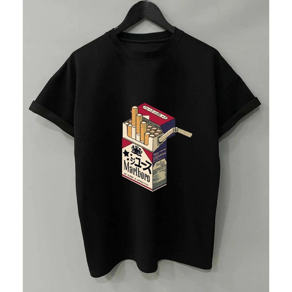 2025 Marlboro Cigarette Box Printed Short-sleeved Men's and Women's Trendy T-shirts in An INS Style 
