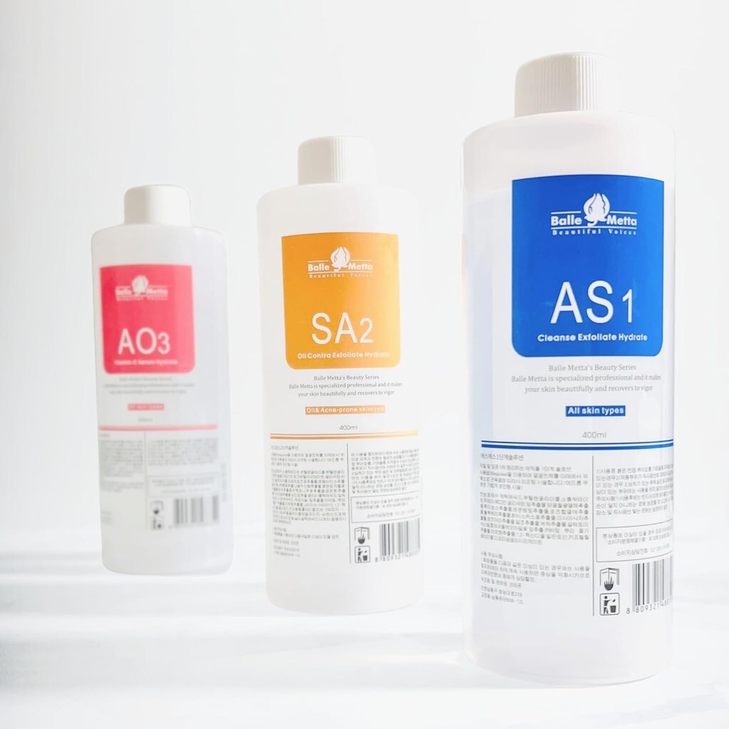 BRUN Hydrogen Oxygen Facial Machine Serums for Facial Cleanser – แพ็ค 400ml 3 Aqua Peeling Solution 