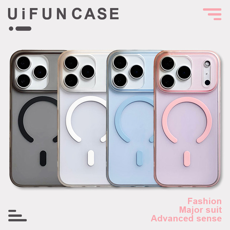 INS โปร่งใสสีบริสุทธิ์เคสโทรศัพท์มือถือแม่เหล็กเข้ากันได้สําหรับ iPhone 17 16 15 14 Plus 13 12 11 Pro Max 17Air Soft TPU กันกระแทกฝาหลังปลอก