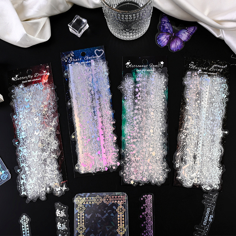 30 แผ่น Retro Lace Night Dream ผ้าม่านลูกปัดสีสันสดใส Series สติกเกอร์ PET ตกแต่ง DIY วัสดุ Decals