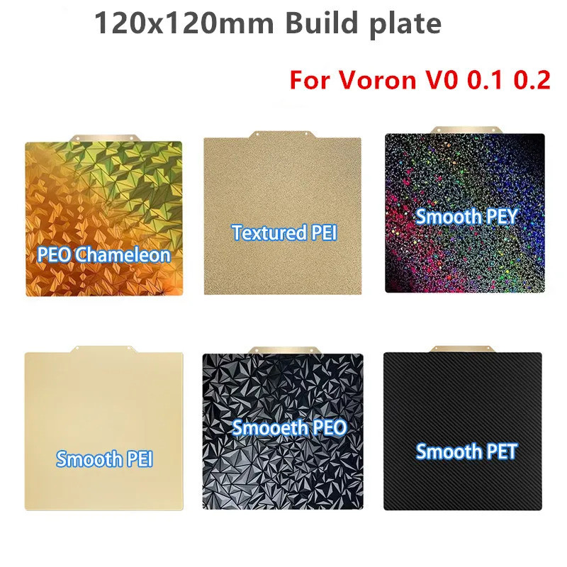 ENERGETIC สําหรับ Voron V0 สร้างแผ่น 120x120 มม.ฤดูใบไม้ผลิแผ่นเหล็ก PEI PEO PET PEY แผ่น Voron 0.1 