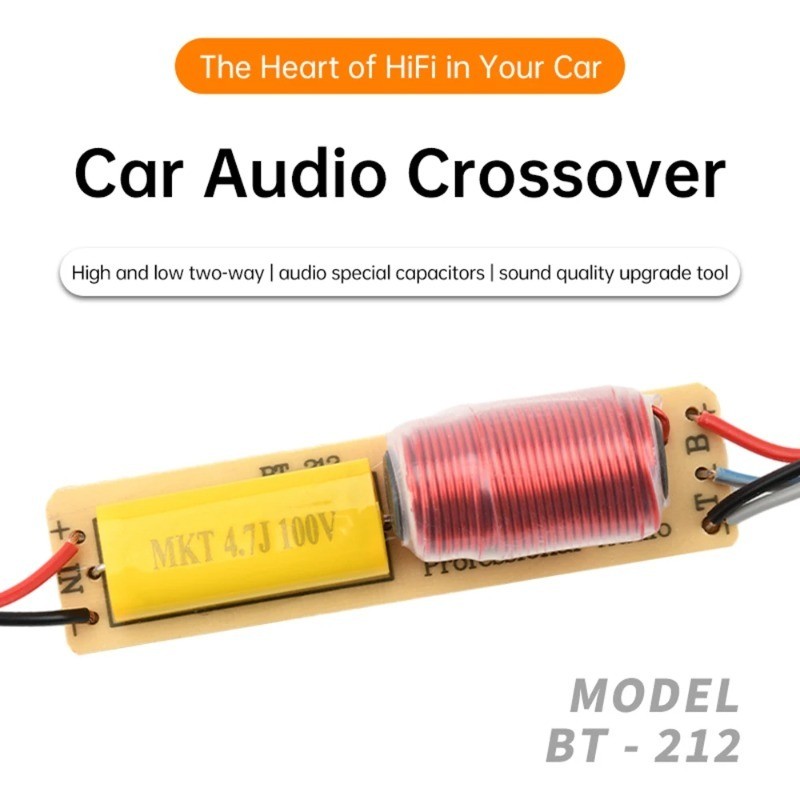 HiFi 80W 2-Way Crossover พร้อมสายเคเบิลสูงต่ําสองทางความถี่ Division สําหรับระบบเครื่องเสียงรถยนต์กา