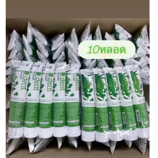 ยาสีฟันดีเดนท์ 10 หลอด D.Dent  ยาสีฟันสมุนไพร ยาสีฟันดีเด้น ลมหายใจสะอาด ขนาด 100ml.