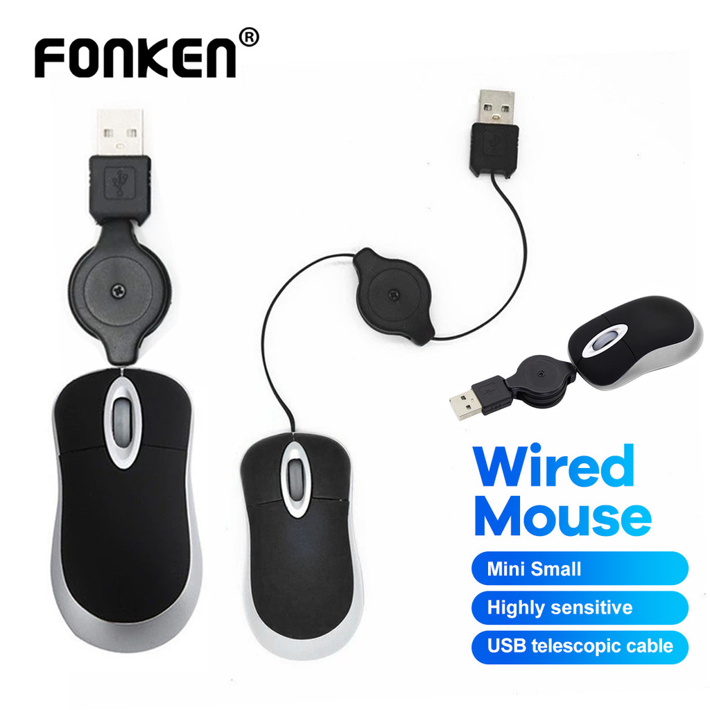 Fonken USB Wired Retractable Mouse Optical 1200 DPI เมาส์คอมพิวเตอร์สํานักงานสําหรับแล็ปท็อปพีซี