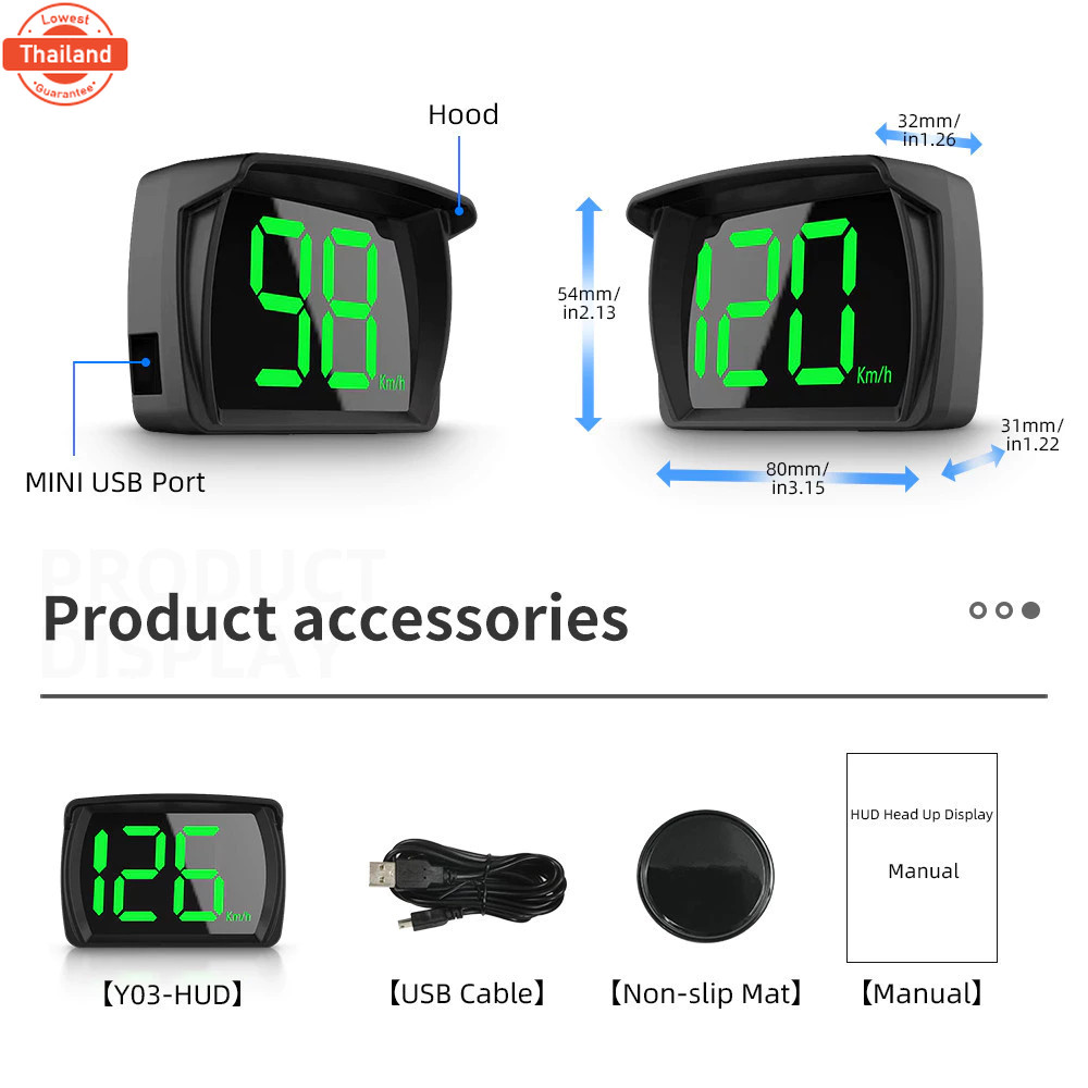 จัดส่งจากกรุงเทพ รถยนต์หัวขึ้นแสดง HUD Headup Display ไมล์ดิจิตอลรถ ไมล์วัดความเร็วดิจิตอล Km/h MPH 
