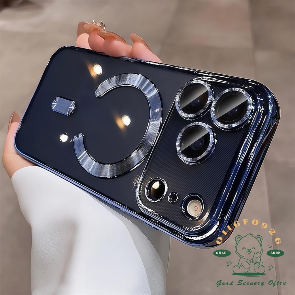 เคส iPhone17plating เคสโทรศัพท์แม่เหล็ก iphone17 Pro Max 16 15 14 13 12 เคสสําหรับเคส iPhone ซิลิโคนนิ่ม TPU กันกระแทก