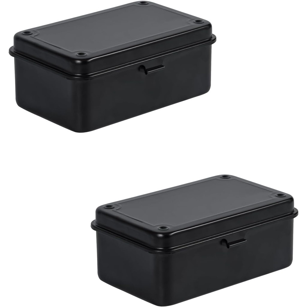 Black Metal Box with Lid, Metal Storage Box for Valuables Cash Jewelry, Multi-Functional Storage Con
