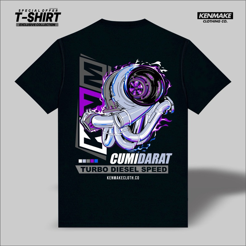 Turbo kenmake เสื้อยืด turbo ดีเซลสปีด (Cumi Darat) ผู้ชายผู้หญิง blackedition