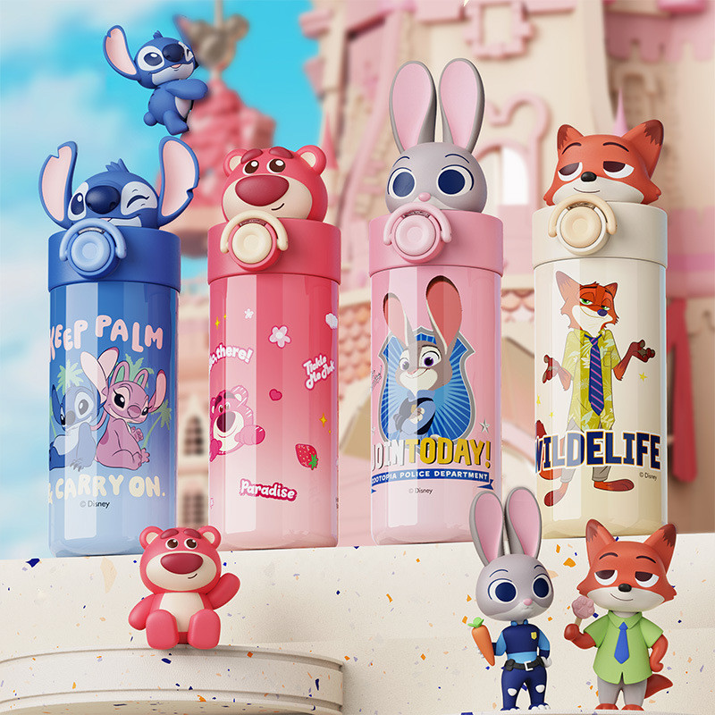 กระติกน้ำ Disney ดีไซน์ Stitch, Lotso, Zootopia สแตนเลส 316 สำหรับนักเรียน
