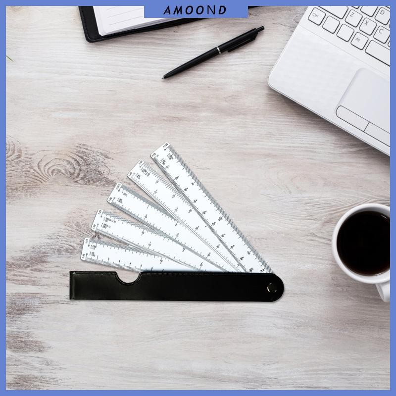 AMOOND Professional Fan-Style Scale Ruler 19cm 7 5 นิ้ว Scale Ruler Engineer Scale