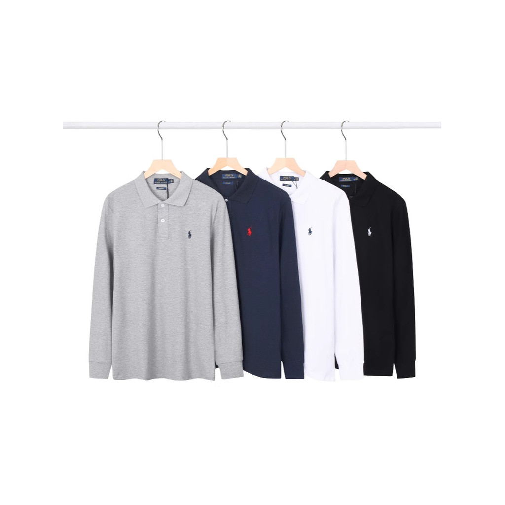 RL Pony Collar Long Sleeve polo Men's and Women's Business Sweatshirt