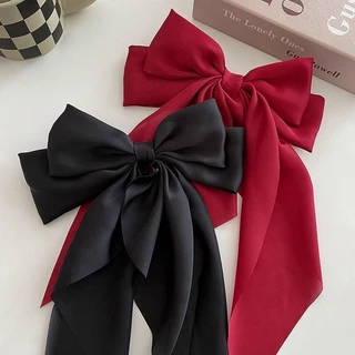 กิ๊บติดผม โบว์ การออกแบบริบบิ้น สีพื้น วัสดุผ้าซาติน ins ย้อนยุค แฟชั่น มีหลายสีให้เลือก
