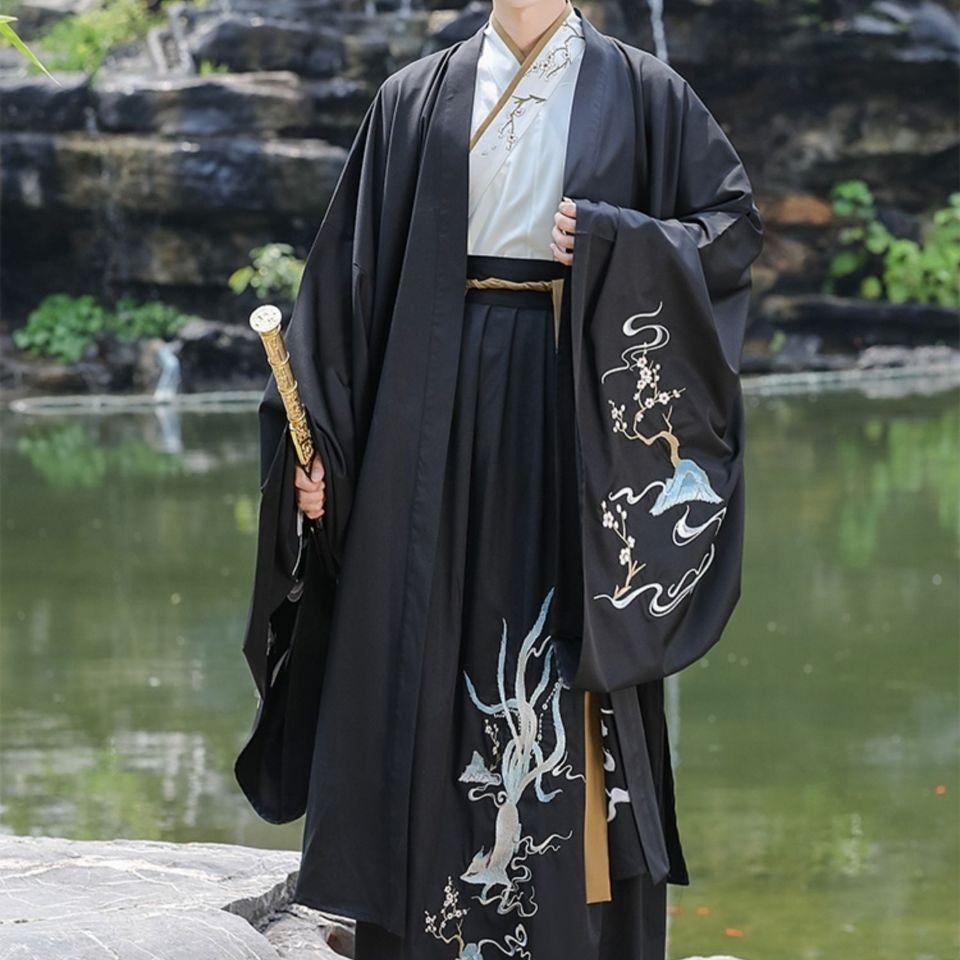 Hanfu ผู้ชายสไตล์ฤดูใบไม้ผลิฤดูร้อนสไตล์ใหม่เครื่องแต่งกายโบราณ Nine-Tailed Fox Heavy Industry เย็บป