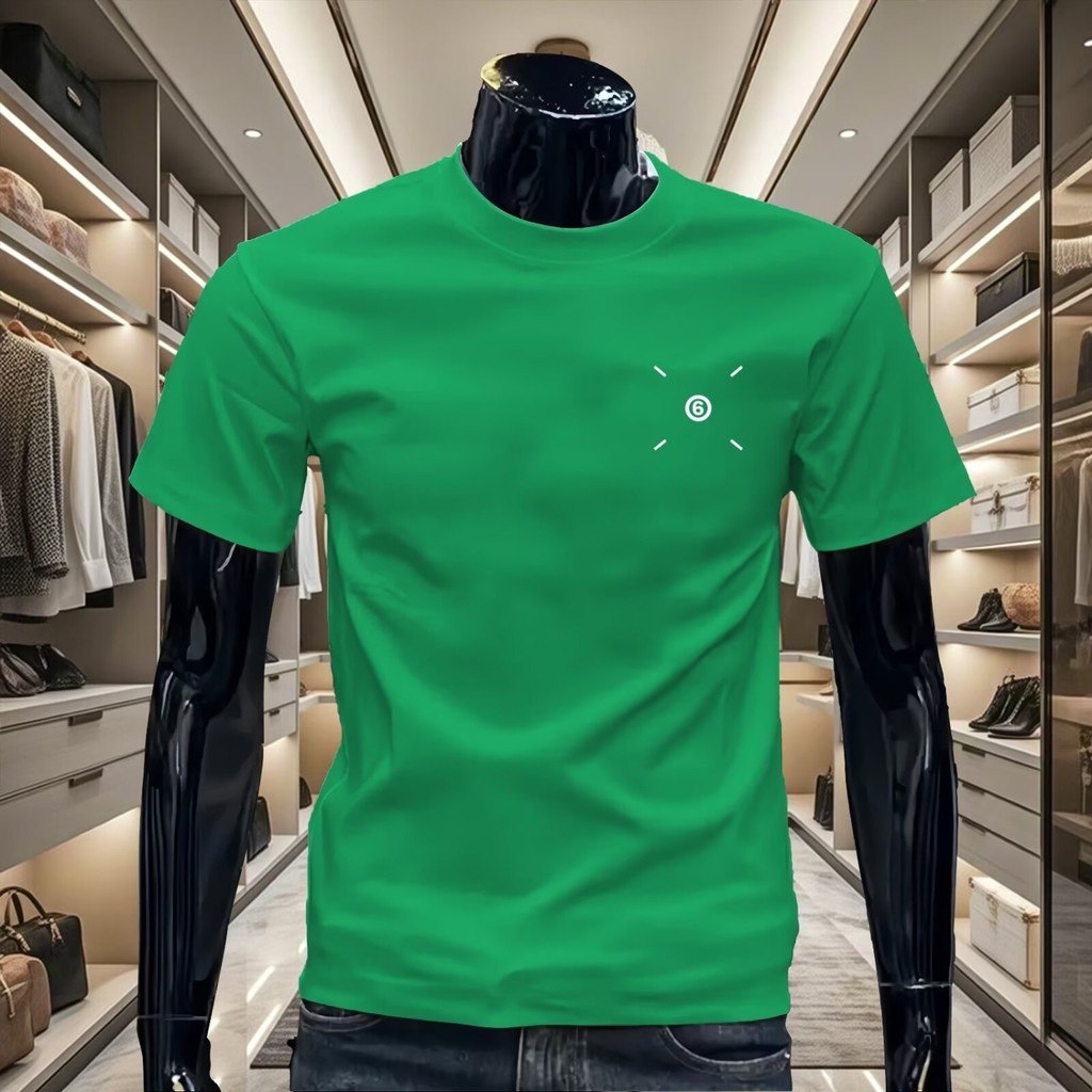 2025 Summer New Trendy American Style T-Shirt Round Neck Solid Color Simple Short Sleeve Top Black T