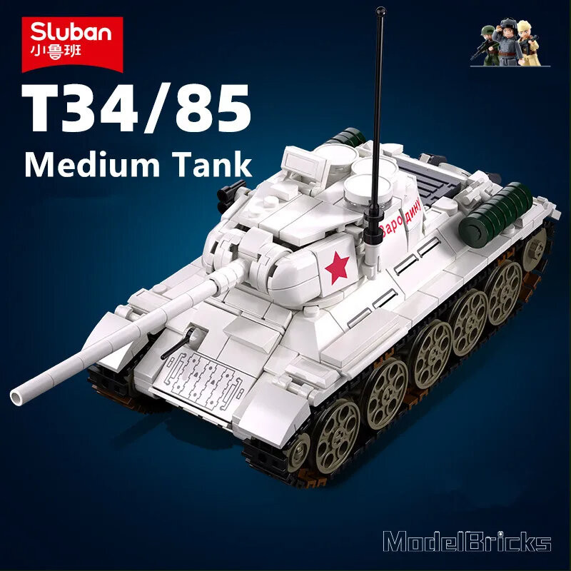 518PCS T34-85 Medium Tank Building Blocks WW2 Heavy Tank Chariot ทหารตัวเลขชุดอิฐของเล่นเพื่อการศึกษ