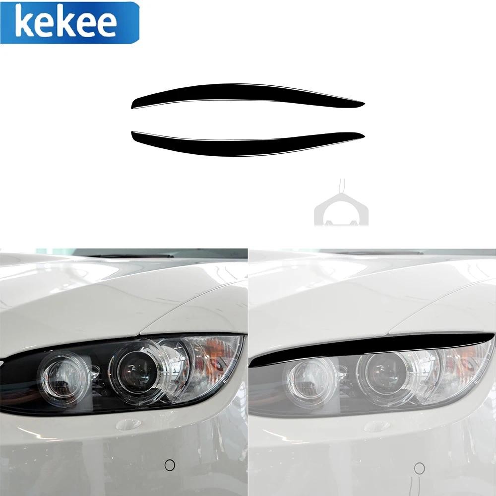 สําหรับ BMW 3 Series E92 E93 M3 Coupe 2006-2012 เปียโนสีดําไฟหน้ารถคิ้วเปลือกตาฝาปิดสติกเกอร์อุปกรณ์