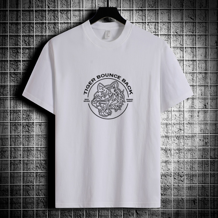 2025 NEW 2025 New 100% Cotton 2025 Pure Cotton Short Sleeve Printed T-Shirt Men Summer Base Round Ne