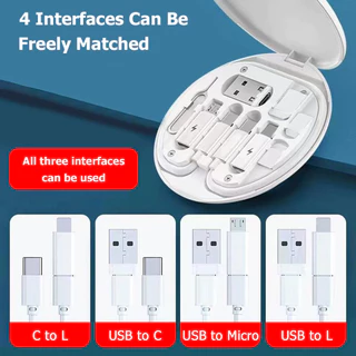 6 In 1 USB C TO USB C สายชาร์จข้อมูล OTG ไปยัง USB Converter พร้อมกล่องเก็บการ์ดดึง อะแดปเตอร์ ชายไปยัง IOS/Type-C/Micro