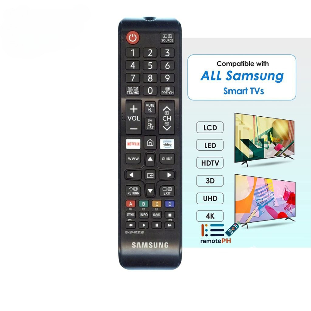 SAMSUNG UNIVERSAL Remote BN59-01315D สําหรับ Samsung TV รีโมทคอนโทรล NETFLIX UA75RU7100W