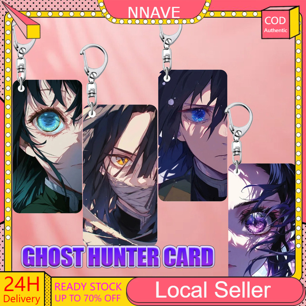 Demon Slayer Eye Card พวงกุญแจอะคริลิคการ์ด Muichirou Giyuu Obanai Shinobu อะนิเมะอุปกรณ์ต่อพ่วงโปร่