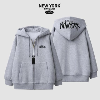 NEWYORK 1965 STREET - งานปักหมวก เสื้อคลุมแขนยาวมีฮู้ด ซิปทอง คุณภาพผ้าคอตตอนวอร์ม ใส่สบาย
