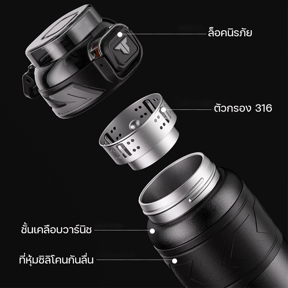 TKK กระติกน้ำเก็บความร้อน ความเย็น 700ml สแตนเลส 316 สูญญากาศ พร้อมหลอดดูด พกพาง่าย กันรั่ว thumbnail 5