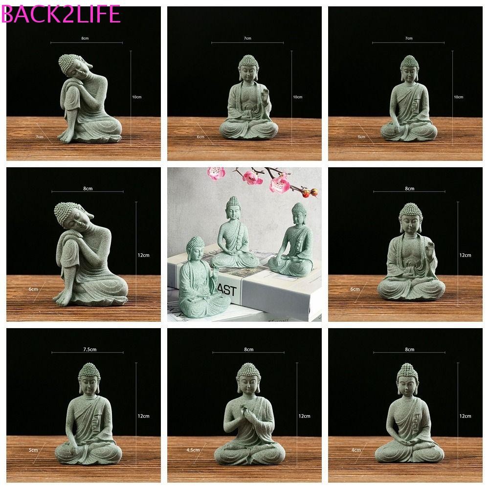 BACK2LIFE พระพุทธรูปหินทราย, เซนท่านั่งเครื่องประดับพุทธ,ชาสัตว์เลี้ยงหินทรายสีเขียววัฒนธรรมตะวันออกสวนกลางแจ้ง