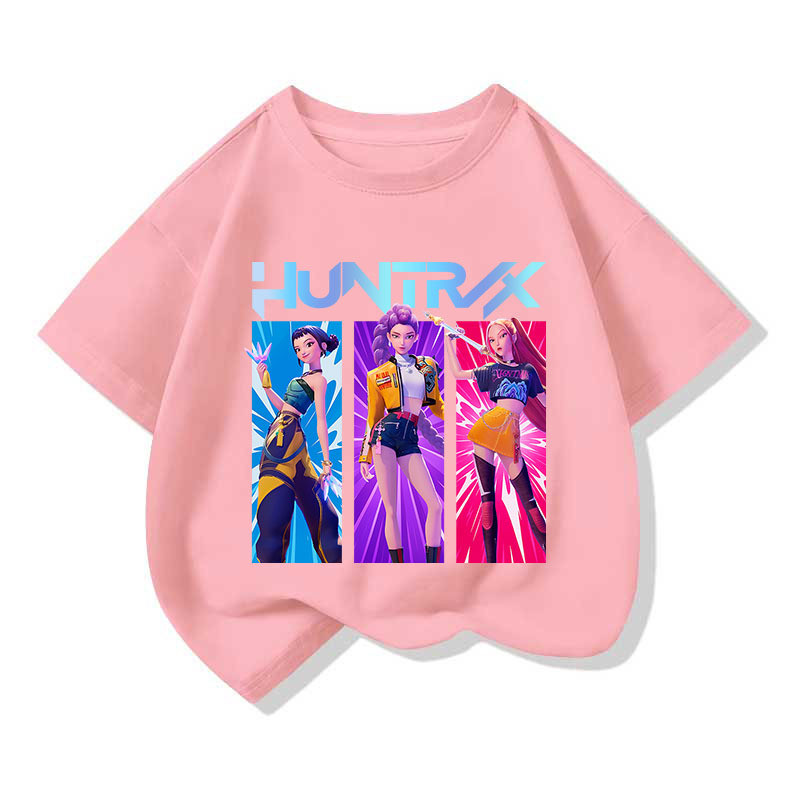 เสื้อยืดแขนสั้นเด็กผู้หญิง K-POP Witch Hunters สไตล์ใหม่จากผ้าฝ้ายแท้ ปี 2025
