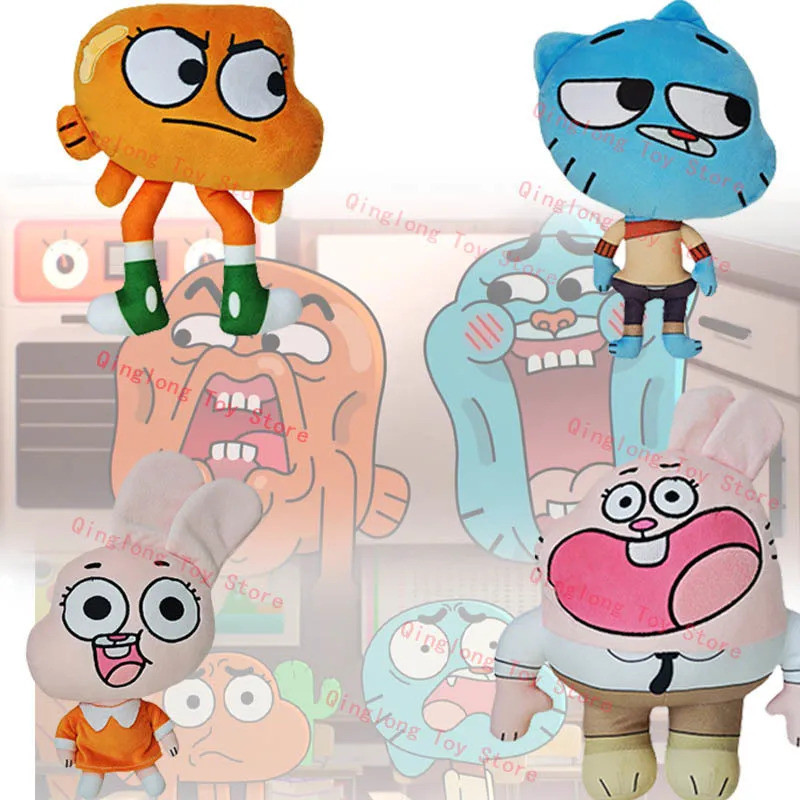 น่ารัก World Of Gumball Darwin ตุ๊กตาตุ๊กตาการ์ตูนกล้วย Joe Anais Richard Nicole Plushie Kawaii นุ่ม