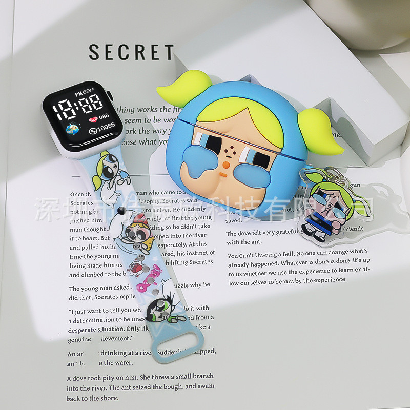 Pop Mart นาฬิกาอิเล็กทรอนิกส์ LED สไตล์ Simple Mori สำหรับเด็กวัยเรียนและนักกีฬา