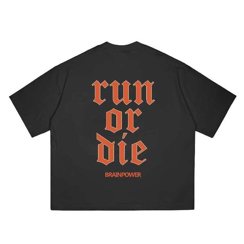 BRAINPOWER Boxy เสื้อยืด Oversize 24s Run Black