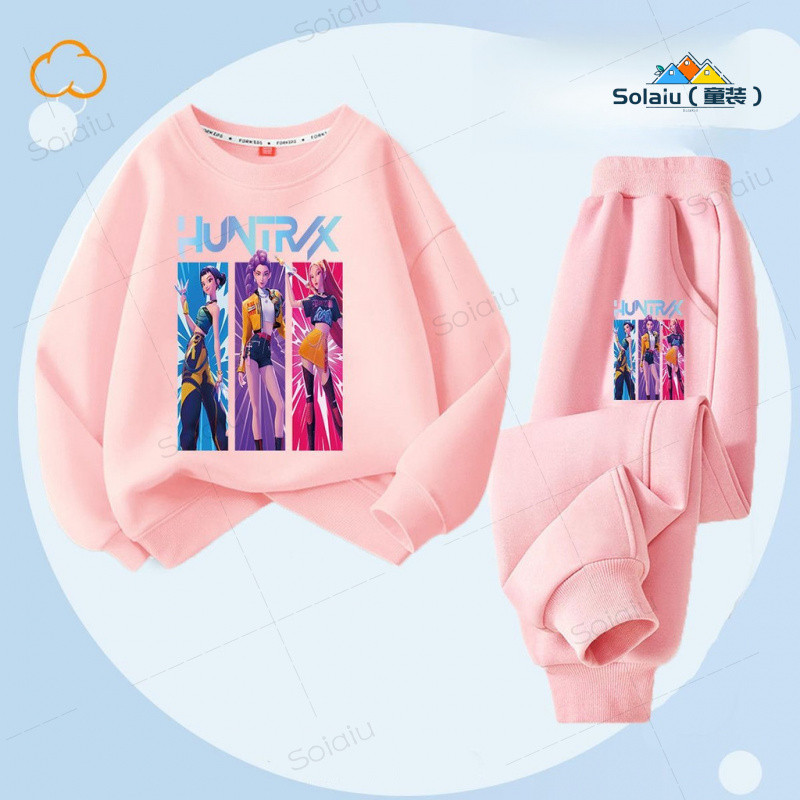 ชุดแขนยาวคอว่าวสำหรับเด็กสไตล์เกาหลี เหมาะสำหรับฤดูใบไม้เปลี่ยนสีและฤดูหนาว