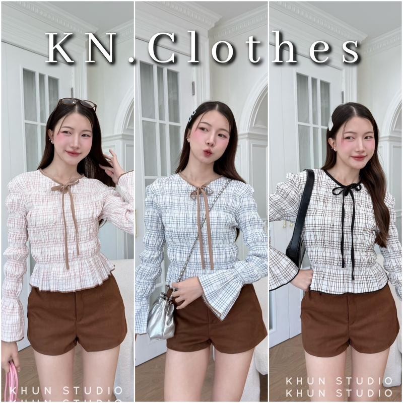 Bellie top : เสื้อแขนยาว แขนกระดิ่ง สม็อครอบตัว แต่งกุ้นโบว์ KN.Clothes