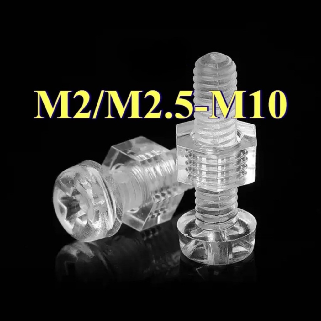 (-XCFTransparent Cross Round Head Bolt PC Plastic Bolt/Nut M2/M2.5/M3/M4/M5/M6/M8/M10