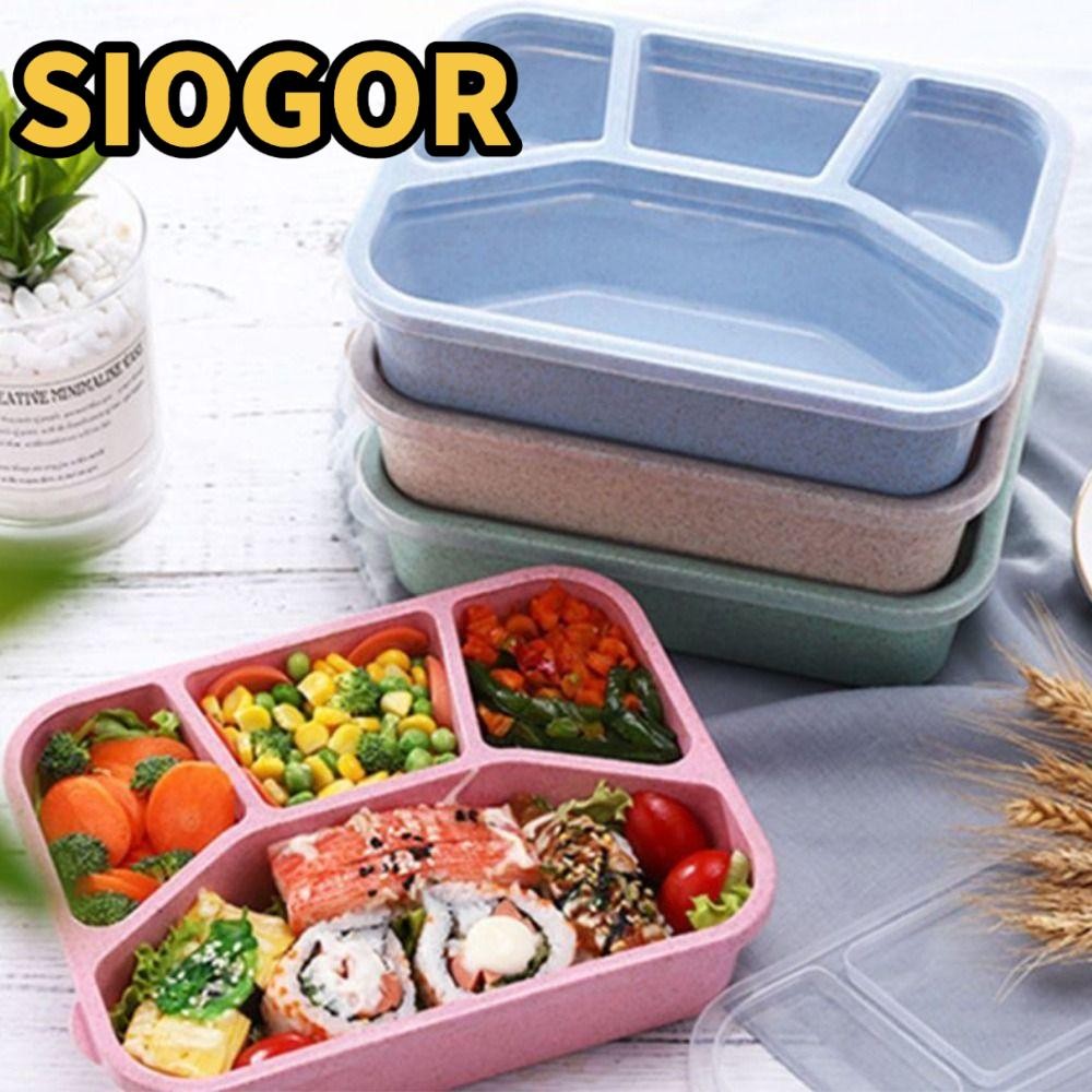 ช่องใส่ SIOGOR Bento, กล่องอาหารกลางวันสไตล์ Japes หลากสีพลาสติก, เตาอบไมโครเวฟคุณภาพสูง 4-ตาราง ภาช