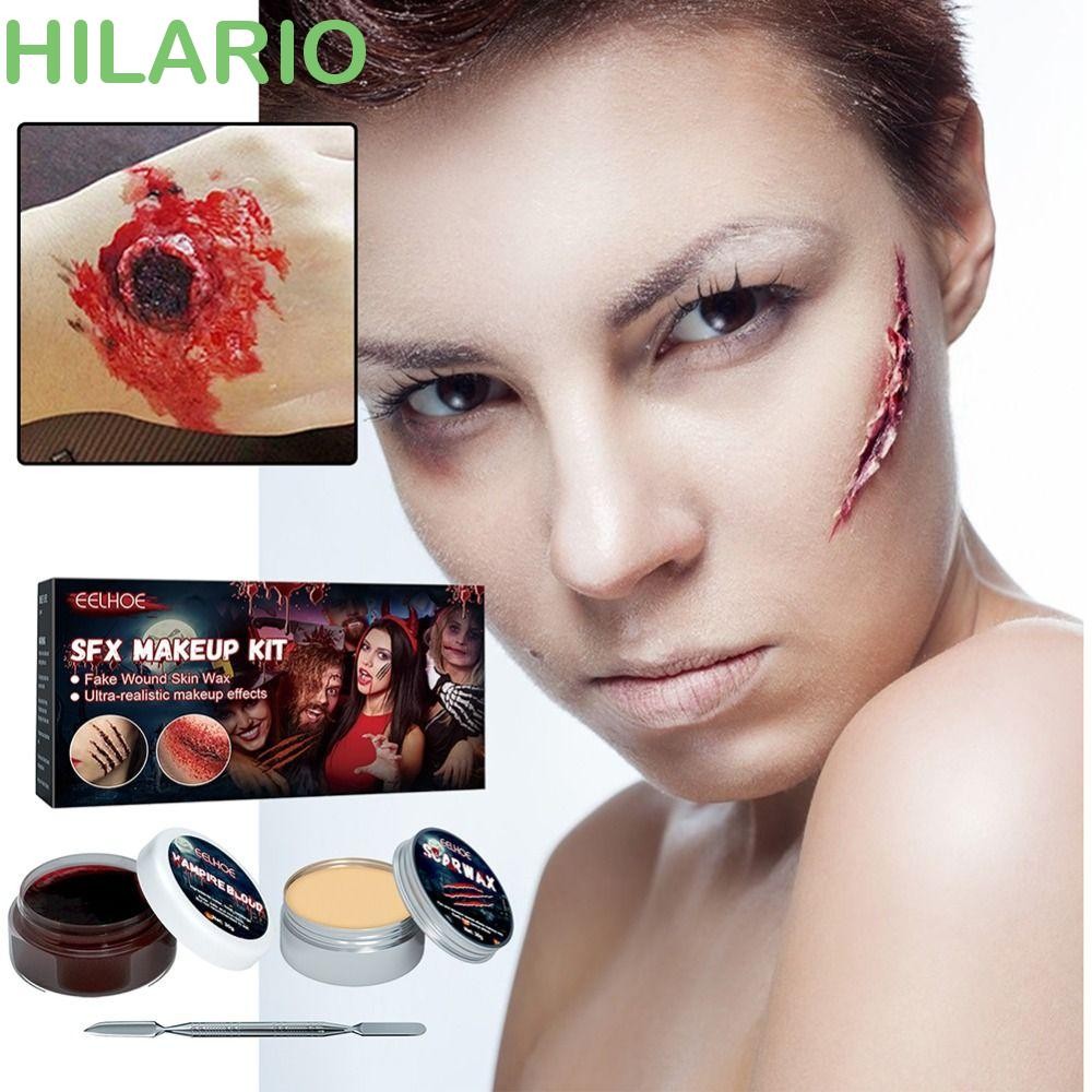 HILARIO ชุดแต่งหน้าฮาโลวีน, เครื่องสําอาง Boby ภาพวาด Skin Wax ชุดเลือดปลอม, Professional แต่งหน้า W