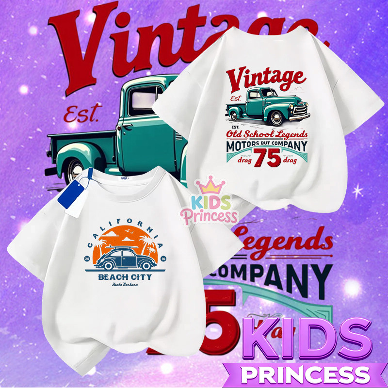 COD(จัดส่งตลอด 24 ชั่วโมง) มาใหม่เด็กแขนสั้นเสื้อยืดฤดูร้อนการ์ตูนพิมพ์รอบคอผ้าฝ้ายด้านบน D24