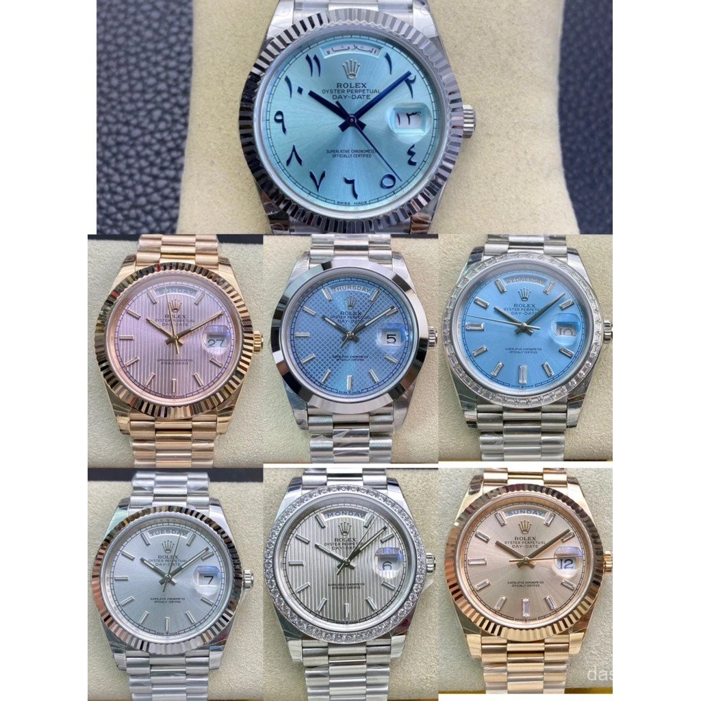 พร้อมสต็อก [ข้อเสนอพิเศษจํากัดเวลา] นาฬิกากลไกชาย EW Rolex Weekly Diary Type 40mm Dial, 18ct Gold In