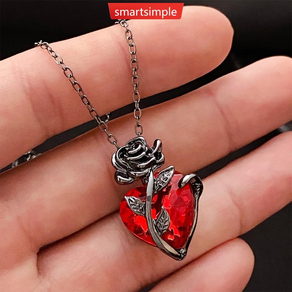 สร้อยคอนมหัวใจ Gothic Rose Y2K Dark Romance สำหรับผู้หญิง ปรับแต่งได้ เป็นของขวัญพิเศษ E9V7