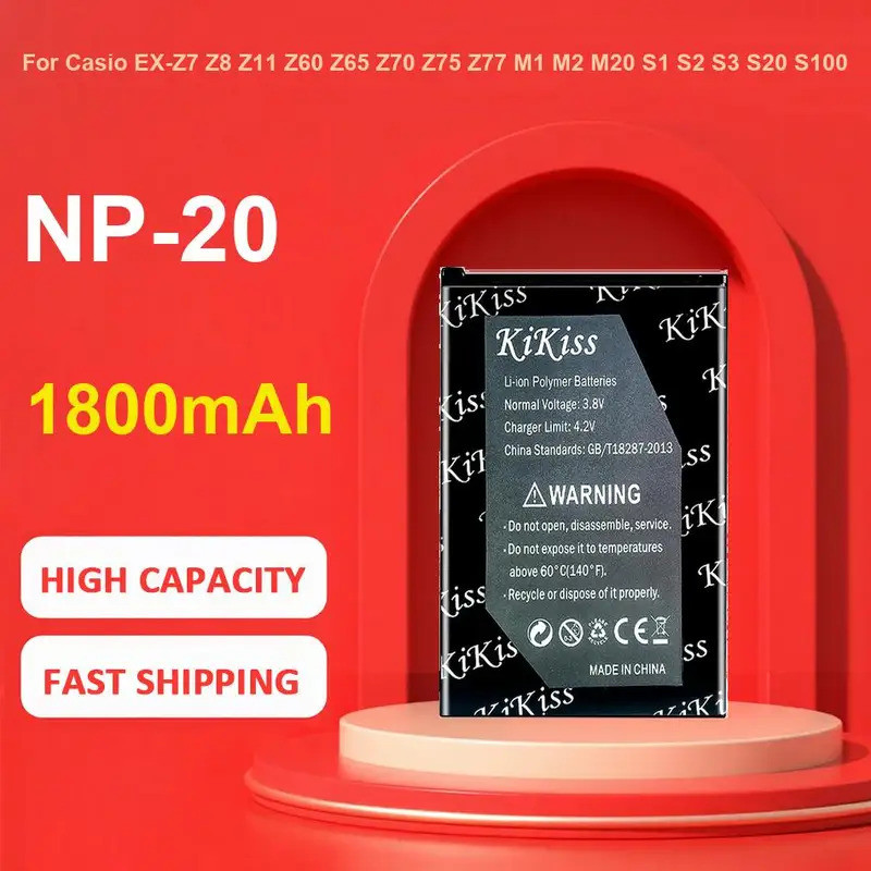 KiKiss แบตเตอรี่สําหรับ Casio EX-Z7 Z8 Z11 Z60 Z65 Z70 Z75 Z77 M1 M2 M20 S1 S2 S3 S20 S100 S500 S600