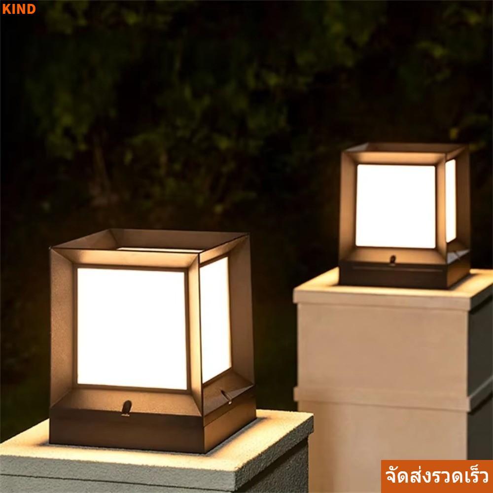 KIND ไฟ Led โพสต์กลางแจ้ง, ไฟคอลัมน์ติดตั้ง E27, คอลัมน์กันน้ํา IP54 โมเดิร์น Pier 220V รั้วหมวกรั้ว