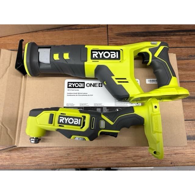 การออกแบบที่ปรับได้ Ryobi One+ 18V Wireless 2-Tool Combo Kit พร้อมเครื่องมือหลายและเลื่อยลูกสูบ (เฉพ