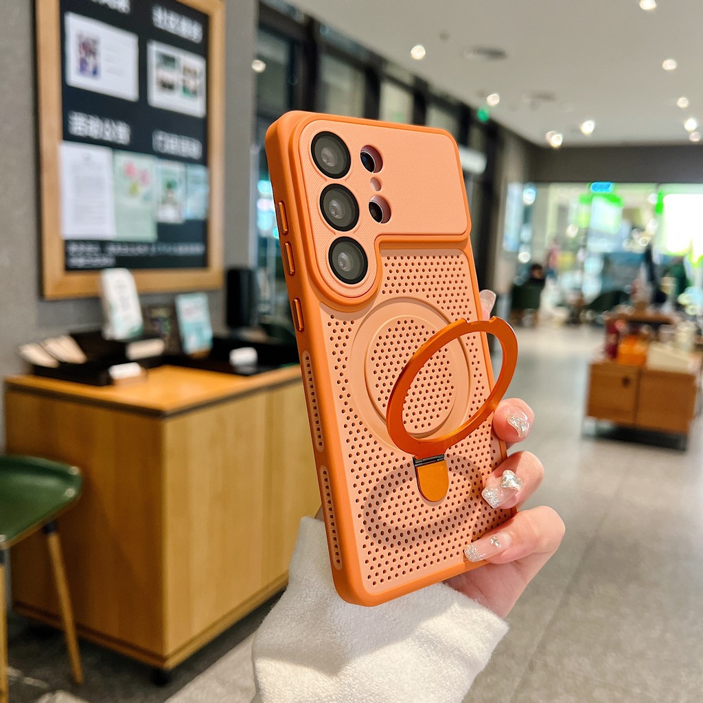 Simple Magnetic การกระจายความร้อน Bracket Anti Drop เคสโทรศัพท์สําหรับ Samsung S26 Ultra S25 S24 สําหรับ Magsafe ผิวรู้สึก Slim Fit Cover