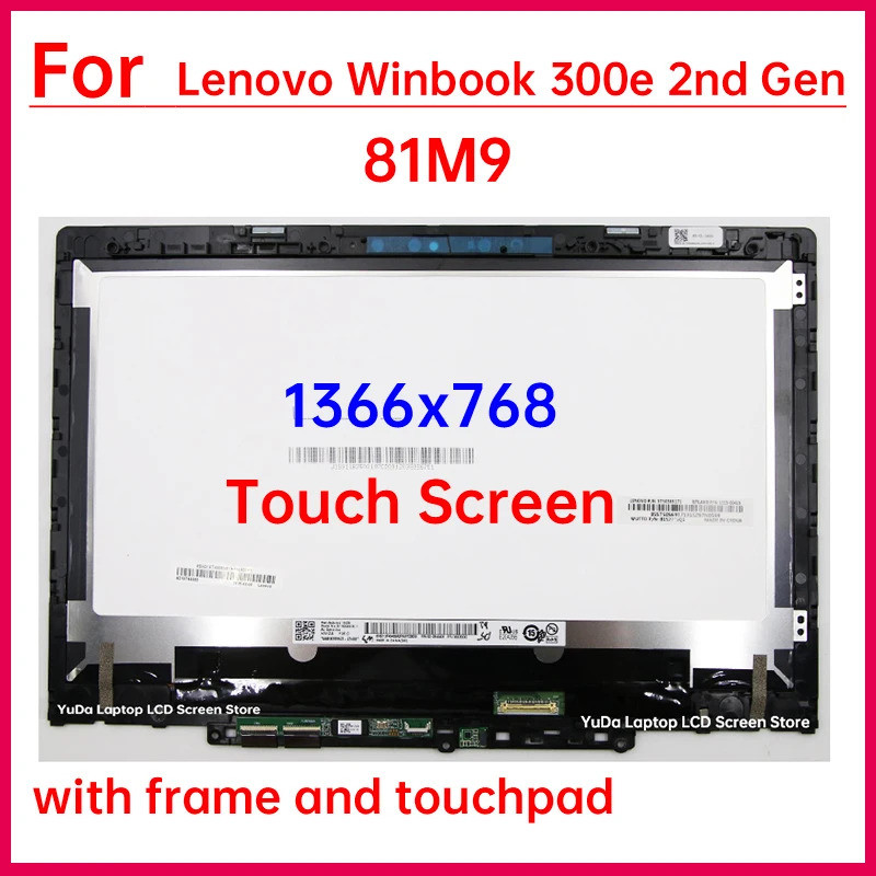 11.6 นิ้วแล็ปท็อป LCD หน้าจอสัมผัสสําหรับ Lenovo Winbook 300e 2nd Gen 81M9 จอแสดงผล Digitizer + Beze